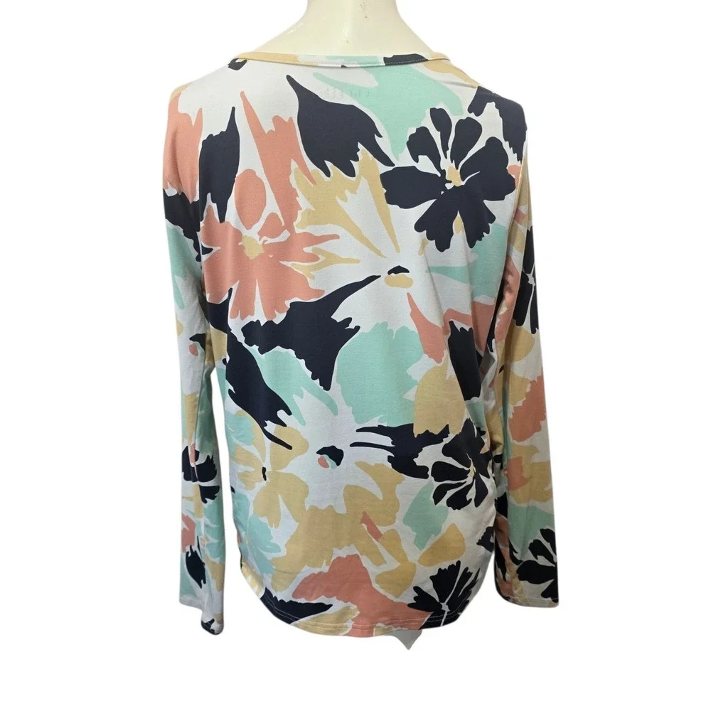 Hang Ten UPF 50 Floral Long Sleeve Swim Shirt Rash Guard Top Large